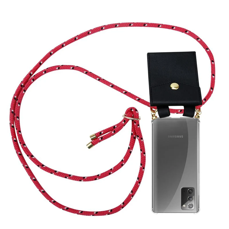 Cadorabo Handy Kette kompatibel mit Samsung Galaxy NOTE 20 Silikon Schutzhülle mit Gold Ringen, Kordel Band und abnehmbarem Etui