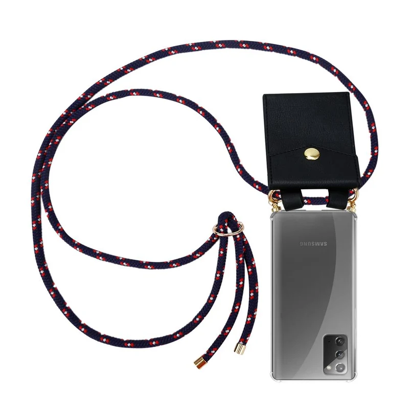 Cadorabo Handy Kette kompatibel mit Samsung Galaxy NOTE 20 Silikon Schutzhülle mit Gold Ringen, Kordel Band und abnehmbarem Etui