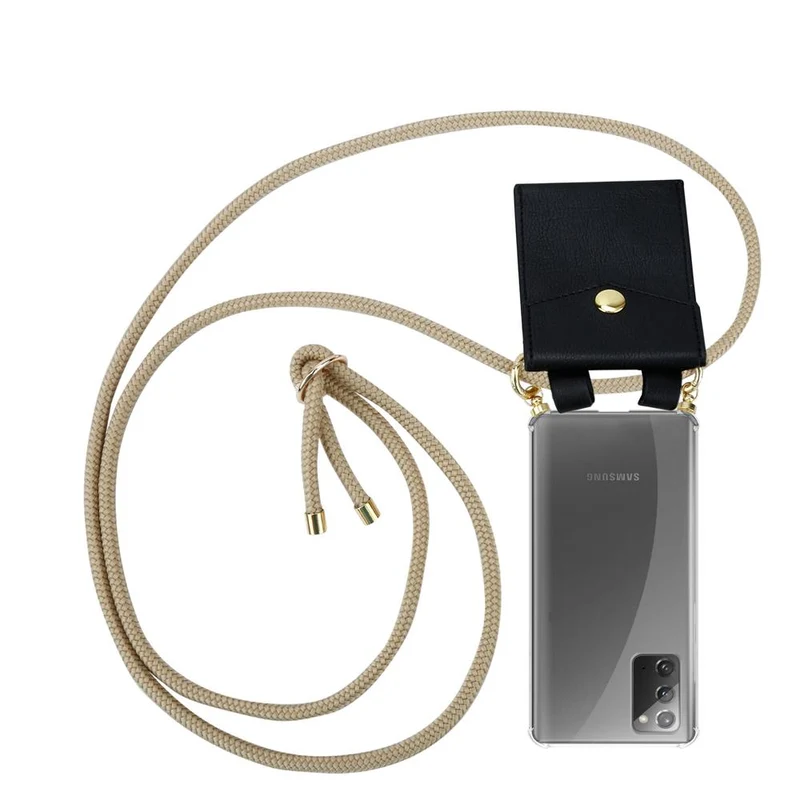 Cadorabo Handy Kette kompatibel mit Samsung Galaxy NOTE 20 Silikon Schutzhülle mit Gold Ringen, Kordel Band und abnehmbarem Etui