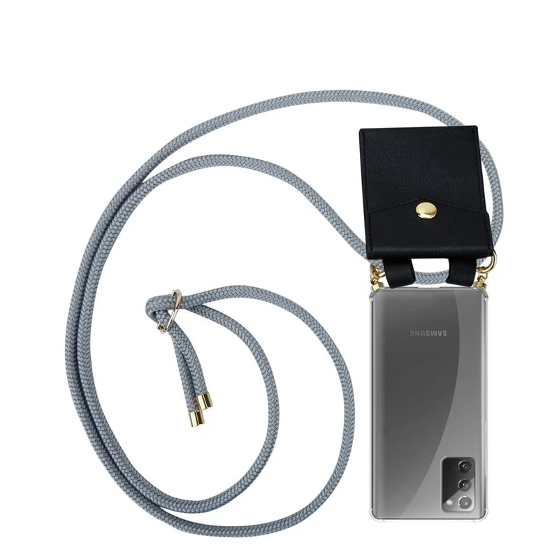 Cadorabo Handy Kette kompatibel mit Samsung Galaxy NOTE 20 Silikon Schutzhülle mit Gold Ringen, Kordel Band und abnehmbarem Etui