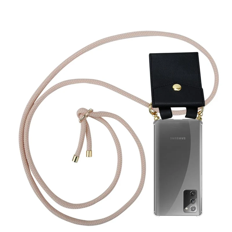 Cadorabo Handy Kette kompatibel mit Samsung Galaxy NOTE 20 Silikon Schutzhülle mit Gold Ringen, Kordel Band und abnehmbarem Etui