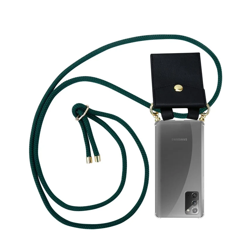 Cadorabo Handy Kette kompatibel mit Samsung Galaxy NOTE 20 Silikon Schutzhülle mit Gold Ringen, Kordel Band und abnehmbarem Etui