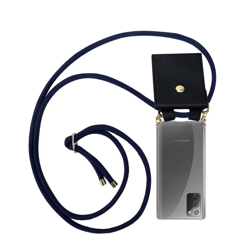 Cadorabo Handy Kette kompatibel mit Samsung Galaxy NOTE 20 Silikon Schutzhülle mit Gold Ringen, Kordel Band und abnehmbarem Etui