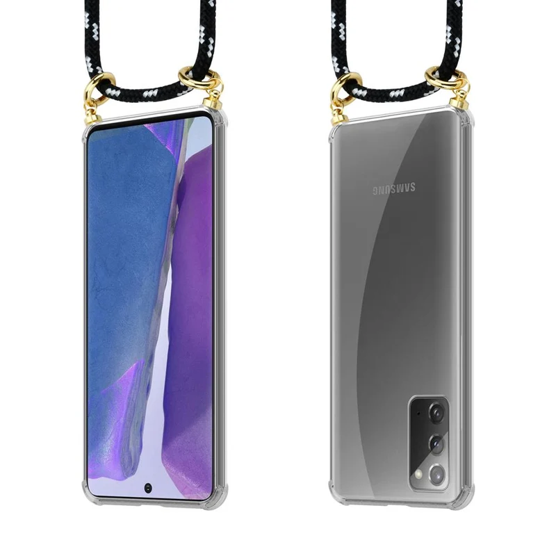 Cadorabo Handy Kette kompatibel mit Samsung Galaxy NOTE 20 Silikon Schutzhülle mit Gold Ringen, Kordel Band und abnehmbarem Etui
