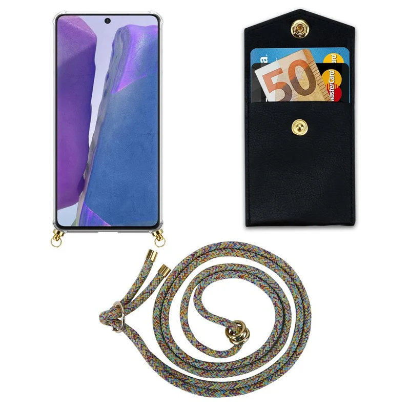 Cadorabo Handy Kette kompatibel mit Samsung Galaxy NOTE 20 Silikon Schutzhülle mit Gold Ringen, Kordel Band und abnehmbarem Etui