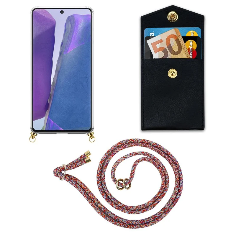 Cadorabo Handy Kette kompatibel mit Samsung Galaxy NOTE 20 Silikon Schutzhülle mit Gold Ringen, Kordel Band und abnehmbarem Etui