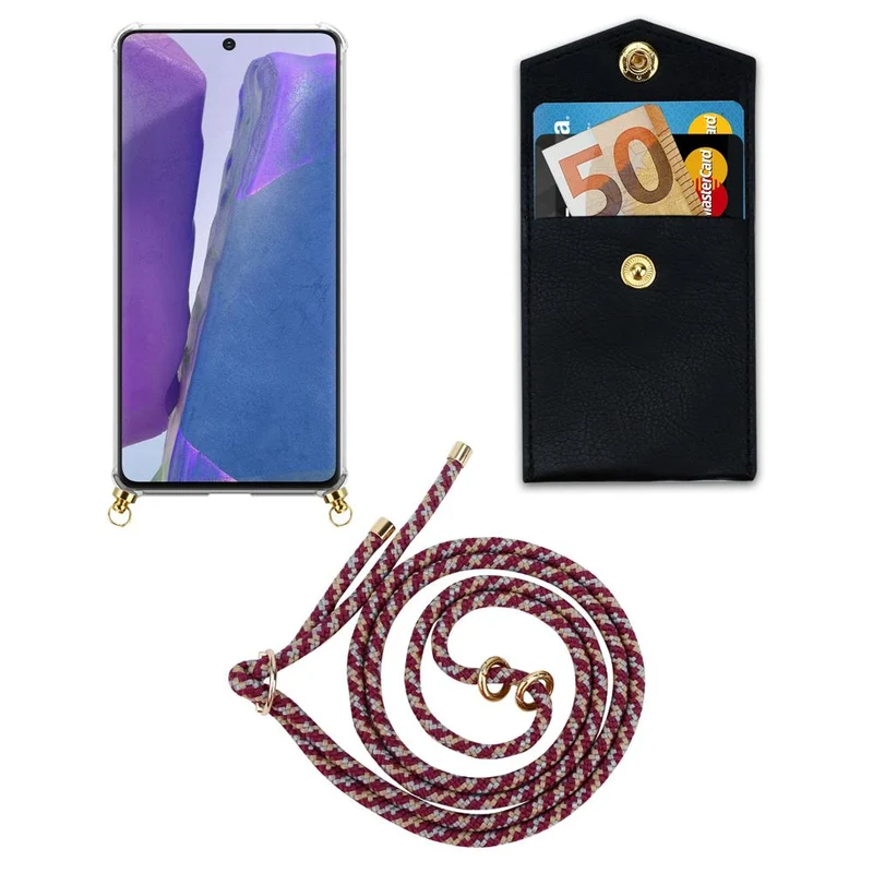 Cadorabo Handy Kette kompatibel mit Samsung Galaxy NOTE 20 Silikon Schutzhülle mit Gold Ringen, Kordel Band und abnehmbarem Etui