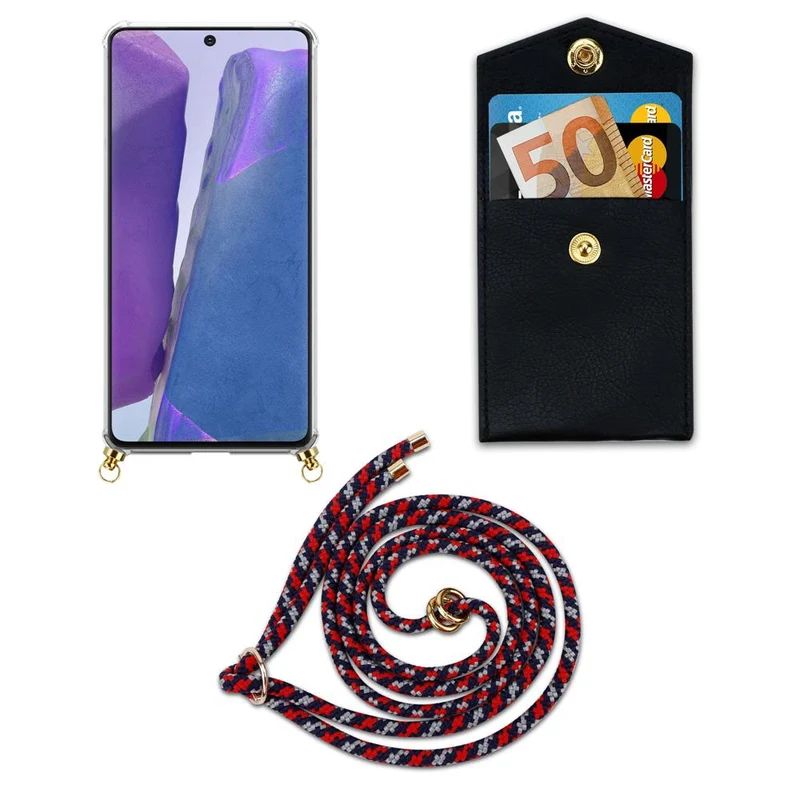 Cadorabo Handy Kette kompatibel mit Samsung Galaxy NOTE 20 Silikon Schutzhülle mit Gold Ringen, Kordel Band und abnehmbarem Etui