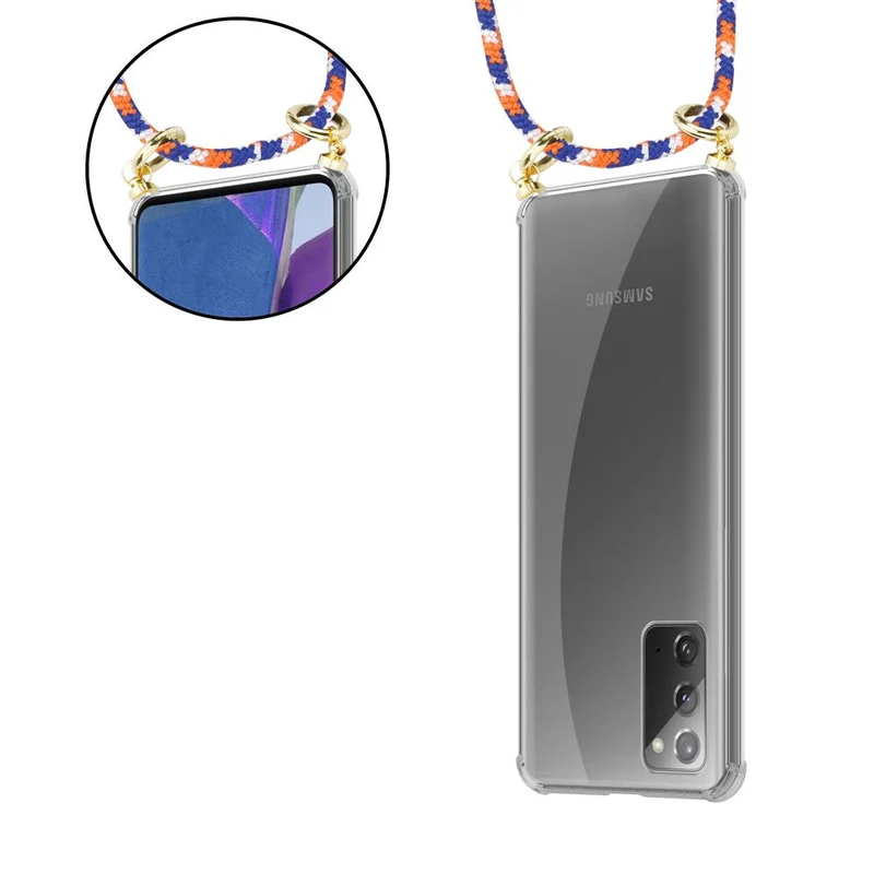 Cadorabo Handy Kette kompatibel mit Samsung Galaxy NOTE 20 Silikon Schutzhülle mit Gold Ringen, Kordel Band und abnehmbarem Etui