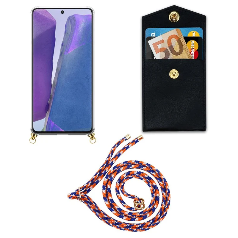 Cadorabo Handy Kette kompatibel mit Samsung Galaxy NOTE 20 Silikon Schutzhülle mit Gold Ringen, Kordel Band und abnehmbarem Etui
