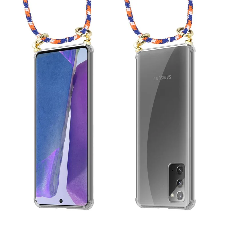 Cadorabo Handy Kette kompatibel mit Samsung Galaxy NOTE 20 Silikon Schutzhülle mit Gold Ringen, Kordel Band und abnehmbarem Etui