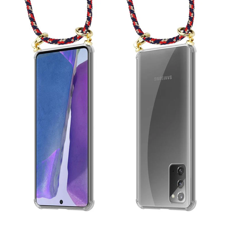 Cadorabo Handy Kette kompatibel mit Samsung Galaxy NOTE 20 Silikon Schutzhülle mit Gold Ringen, Kordel Band und abnehmbarem Etui