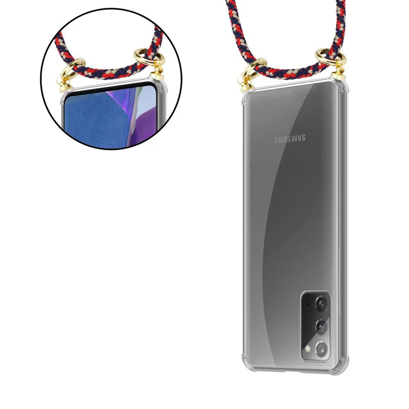 Cadorabo Handy Kette kompatibel mit Samsung Galaxy NOTE 20 Silikon Schutzhülle mit Gold Ringen, Kordel Band und abnehmbarem Etui