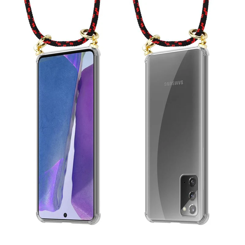 Cadorabo Handy Kette kompatibel mit Samsung Galaxy NOTE 20 Silikon Schutzhülle mit Gold Ringen, Kordel Band und abnehmbarem Etui