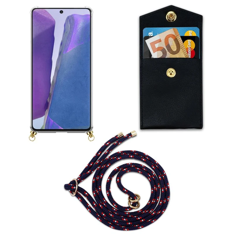Cadorabo Handy Kette kompatibel mit Samsung Galaxy NOTE 20 Silikon Schutzhülle mit Gold Ringen, Kordel Band und abnehmbarem Etui