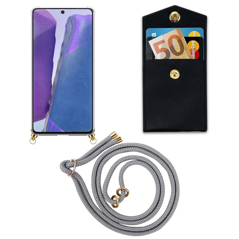 Cadorabo Handy Kette kompatibel mit Samsung Galaxy NOTE 20 Silikon Schutzhülle mit Gold Ringen, Kordel Band und abnehmbarem Etui