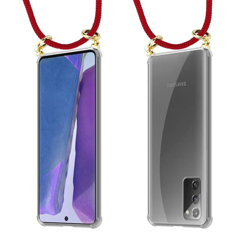 Cadorabo Handy Kette kompatibel mit Samsung Galaxy NOTE 20 Silikon Schutzhülle mit Gold Ringen, Kordel Band und abnehmbarem Etui