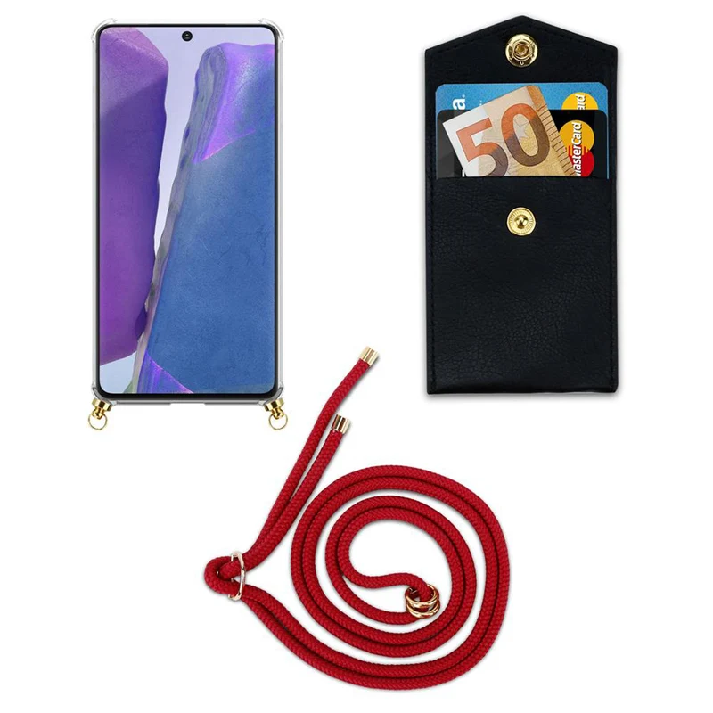 Cadorabo Handy Kette kompatibel mit Samsung Galaxy NOTE 20 Silikon Schutzhülle mit Gold Ringen, Kordel Band und abnehmbarem Etui