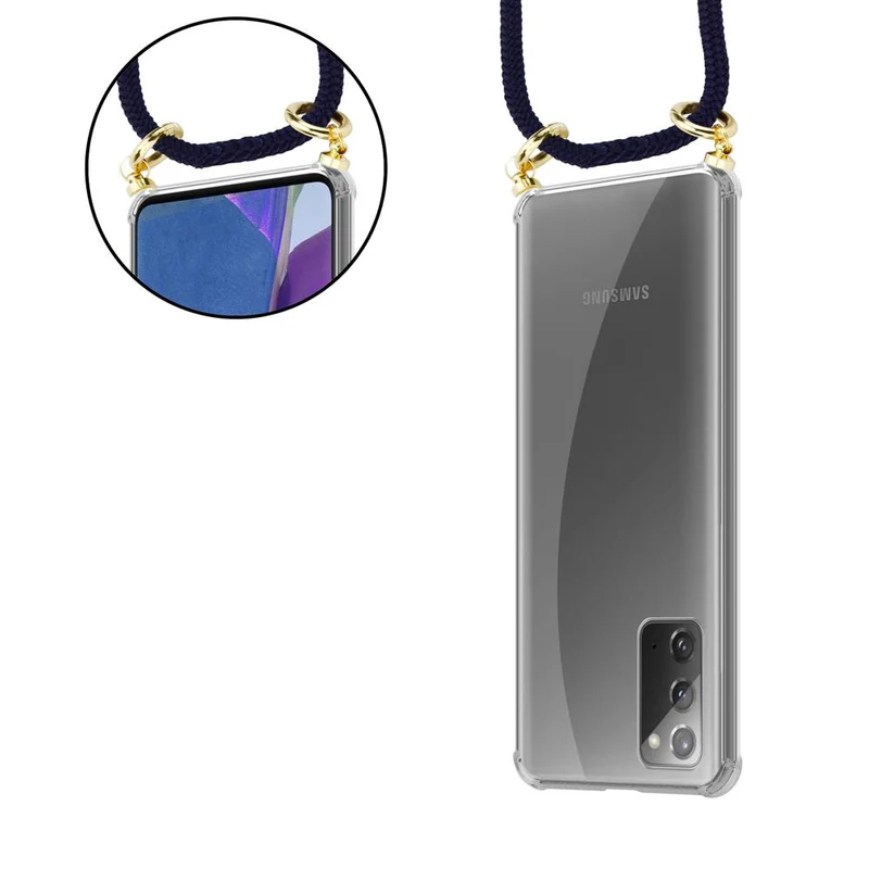 Cadorabo Handy Kette kompatibel mit Samsung Galaxy NOTE 20 Silikon Schutzhülle mit Gold Ringen, Kordel Band und abnehmbarem Etui