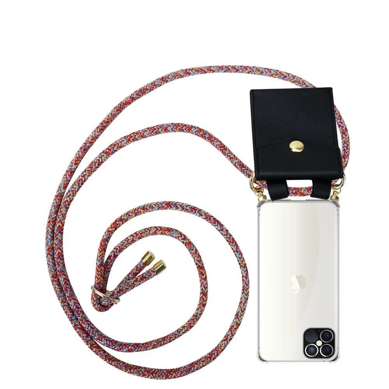 Cadorabo Handy Kette kompatibel mit Apple iPhone 12 PRO MAX Silikon Schutzhülle mit Gold Ringen, Kordel Band und abnehmbarem Etui