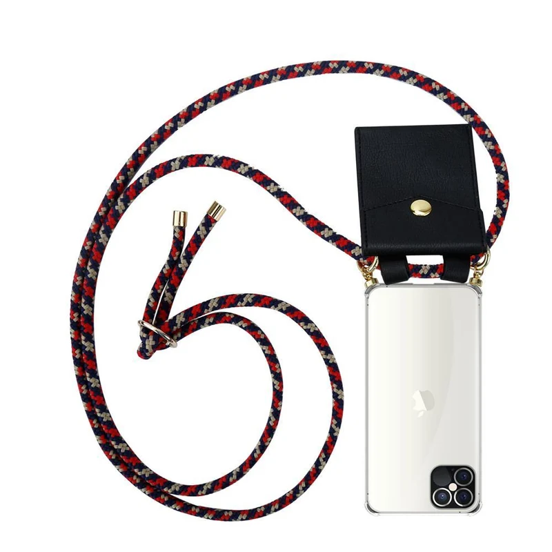 Cadorabo Handy Kette kompatibel mit Apple iPhone 12 PRO MAX Silikon Schutzhülle mit Gold Ringen, Kordel Band und abnehmbarem Etui
