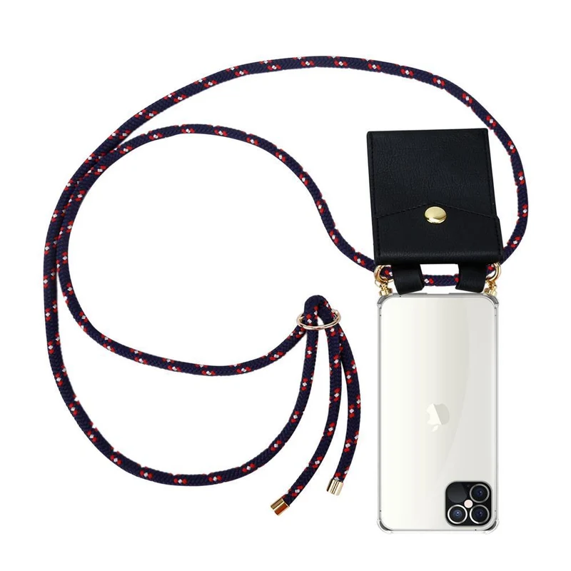 Cadorabo Handy Kette kompatibel mit Apple iPhone 12 PRO MAX Silikon Schutzhülle mit Gold Ringen, Kordel Band und abnehmbarem Etui