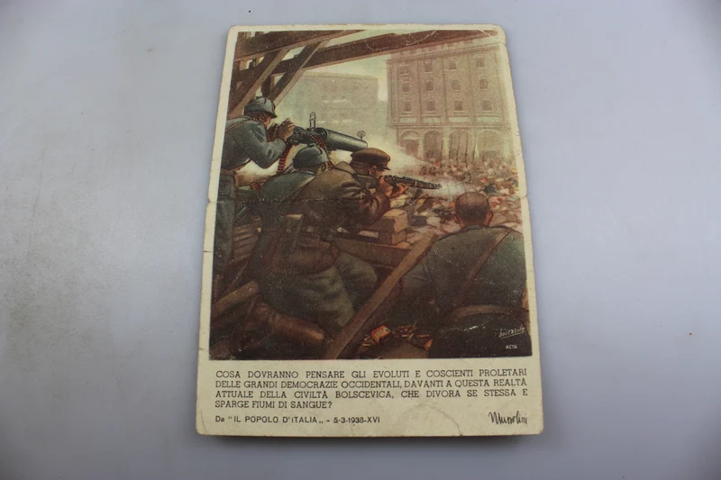 Postkarte der FFAA, mit der Rede des Duce