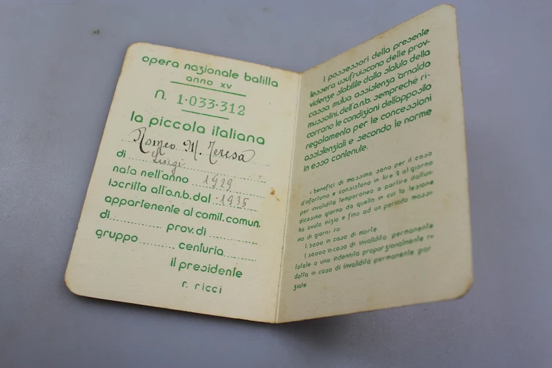ONB-Mitgliedskarte "Little Italian" XV°