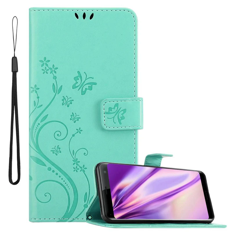 Cadorabo Hülle kompatibel mit Sony Xperia XZ3 Schutzhülle im Blumen Design mit Magnetverschluss, Standfunktion und Kartenfächern