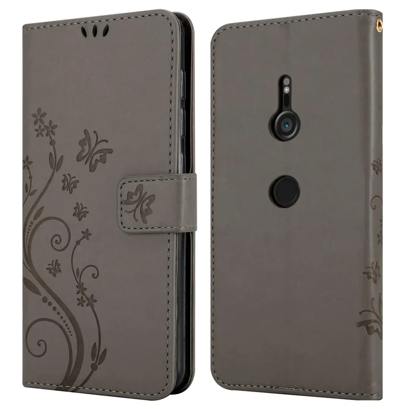 Cadorabo Hülle kompatibel mit Sony Xperia XZ3 Schutzhülle im Blumen Design mit Magnetverschluss, Standfunktion und Kartenfächern