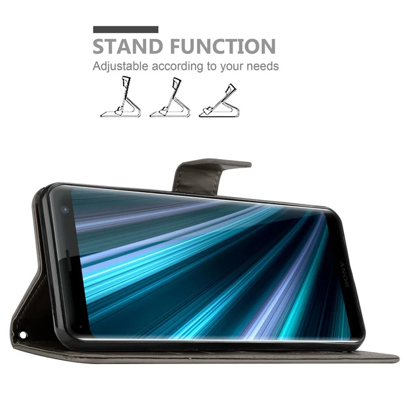 Cadorabo Hülle kompatibel mit Sony Xperia XZ3 Schutzhülle im Blumen Design mit Magnetverschluss, Standfunktion und Kartenfächern