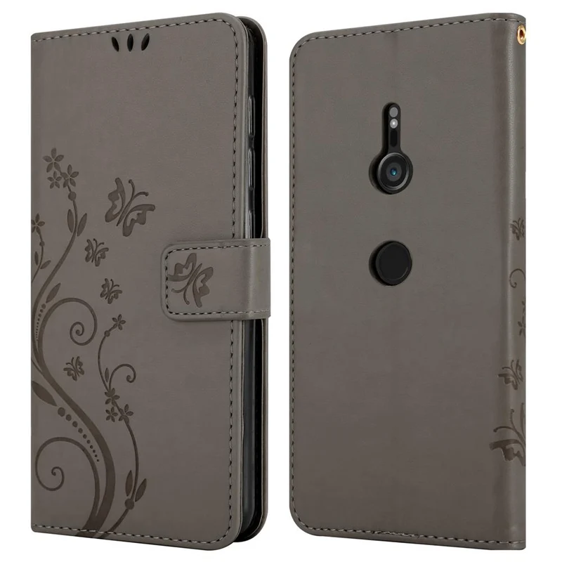 Cadorabo Hülle kompatibel mit Sony Xperia XZ3 Schutzhülle im Blumen Design mit Magnetverschluss, Standfunktion und Kartenfächern