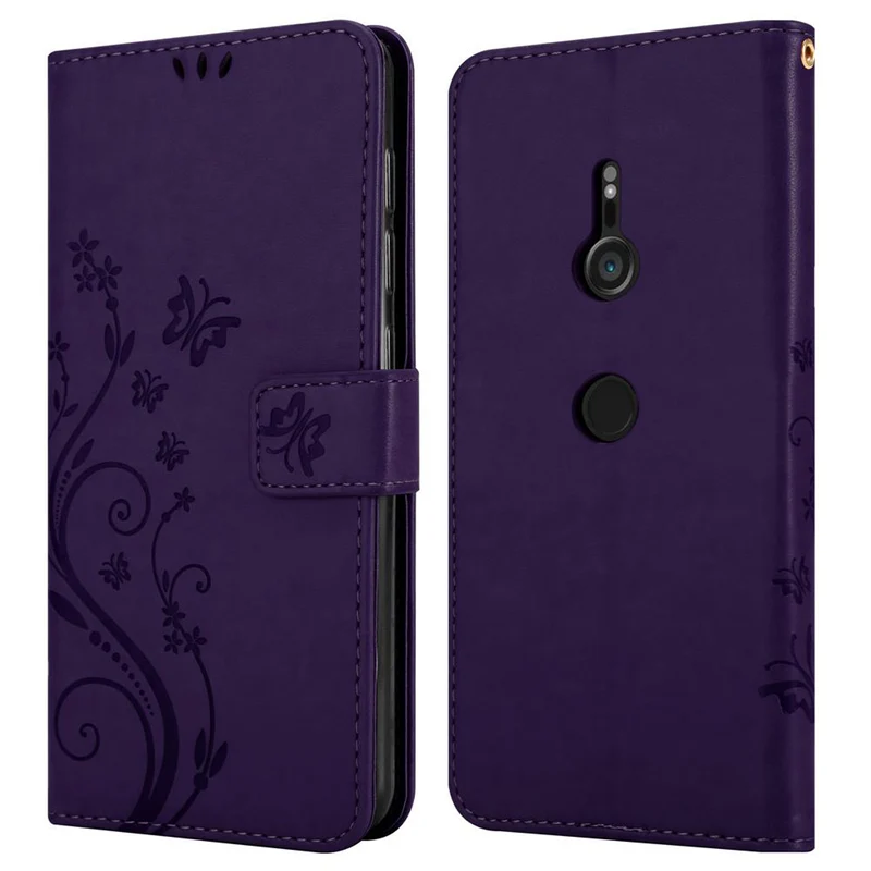 Cadorabo Hülle kompatibel mit Sony Xperia XZ3 Schutzhülle im Blumen Design mit Magnetverschluss, Standfunktion und Kartenfächern
