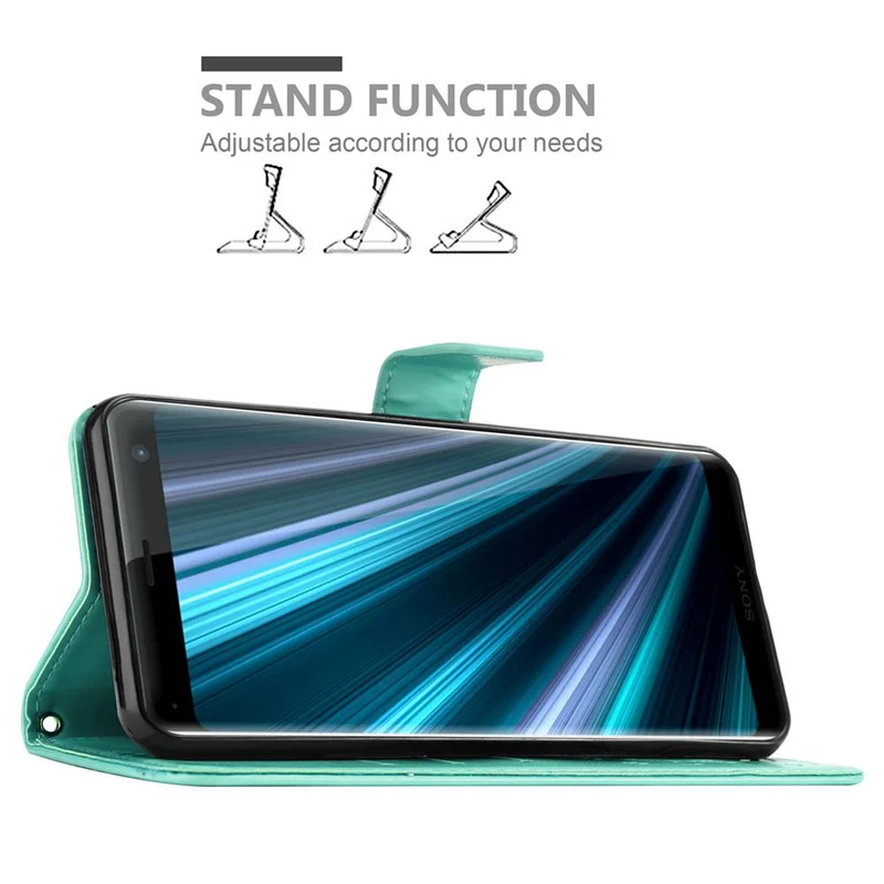 Cadorabo Hülle kompatibel mit Sony Xperia XZ3 Schutzhülle im Blumen Design mit Magnetverschluss, Standfunktion und Kartenfächern