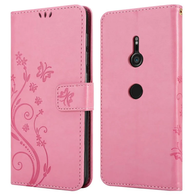 Cadorabo Hülle kompatibel mit Sony Xperia XZ3 Schutzhülle im Blumen Design mit Magnetverschluss, Standfunktion und Kartenfächern