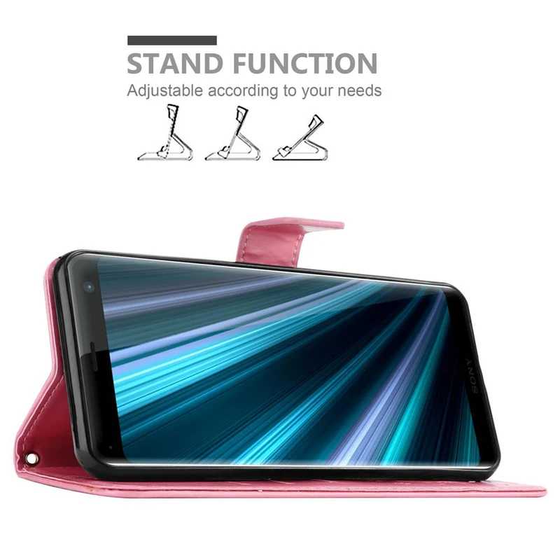 Cadorabo Hülle kompatibel mit Sony Xperia XZ3 Schutzhülle im Blumen Design mit Magnetverschluss, Standfunktion und Kartenfächern