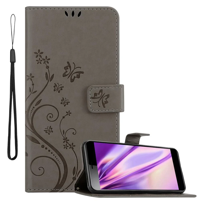 Cadorabo Hülle kompatibel mit Sony Xperia L3 Schutzhülle im Blumen Design mit Magnetverschluss, Standfunktion und Kartenfächern