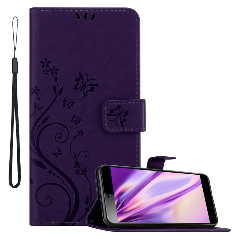 Cadorabo Hülle kompatibel mit Sony Xperia L3 Schutzhülle im Blumen Design mit Magnetverschluss, Standfunktion und Kartenfächern