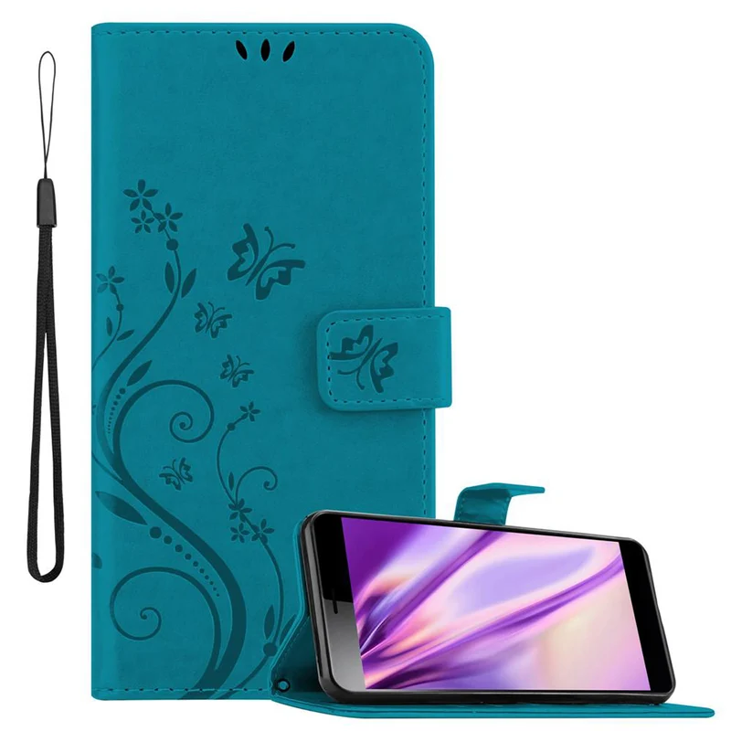 Cadorabo Hülle kompatibel mit Sony Xperia L3 Schutzhülle im Blumen Design mit Magnetverschluss, Standfunktion und Kartenfächern
