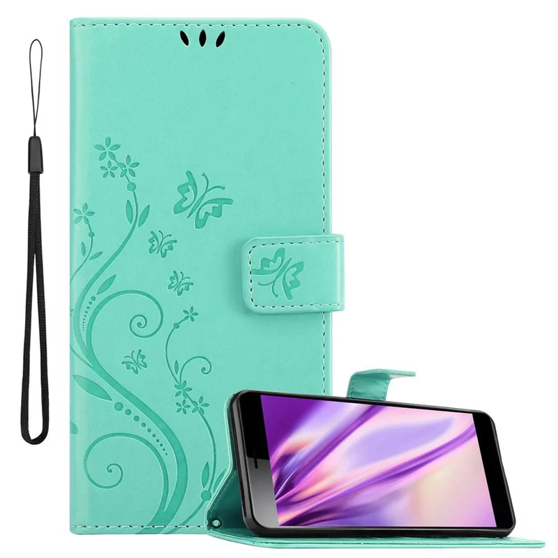 Cadorabo Hülle kompatibel mit Sony Xperia L3 Schutzhülle im Blumen Design mit Magnetverschluss, Standfunktion und Kartenfächern
