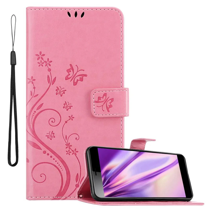 Cadorabo Hülle kompatibel mit Sony Xperia L3 Schutzhülle im Blumen Design mit Magnetverschluss, Standfunktion und Kartenfächern