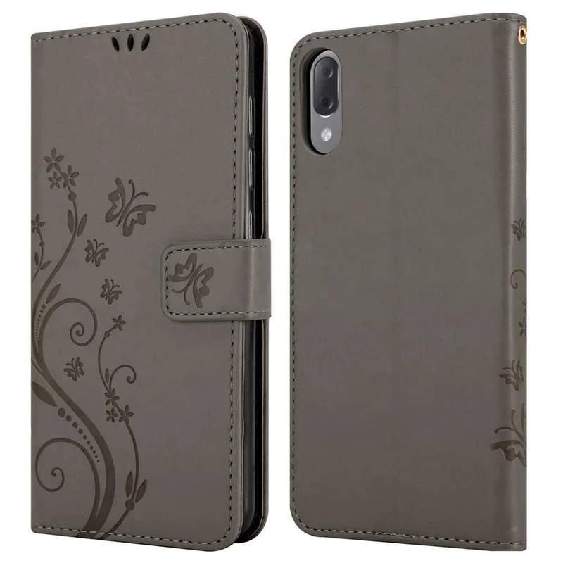 Cadorabo Hülle kompatibel mit Sony Xperia L3 Schutzhülle im Blumen Design mit Magnetverschluss, Standfunktion und Kartenfächern