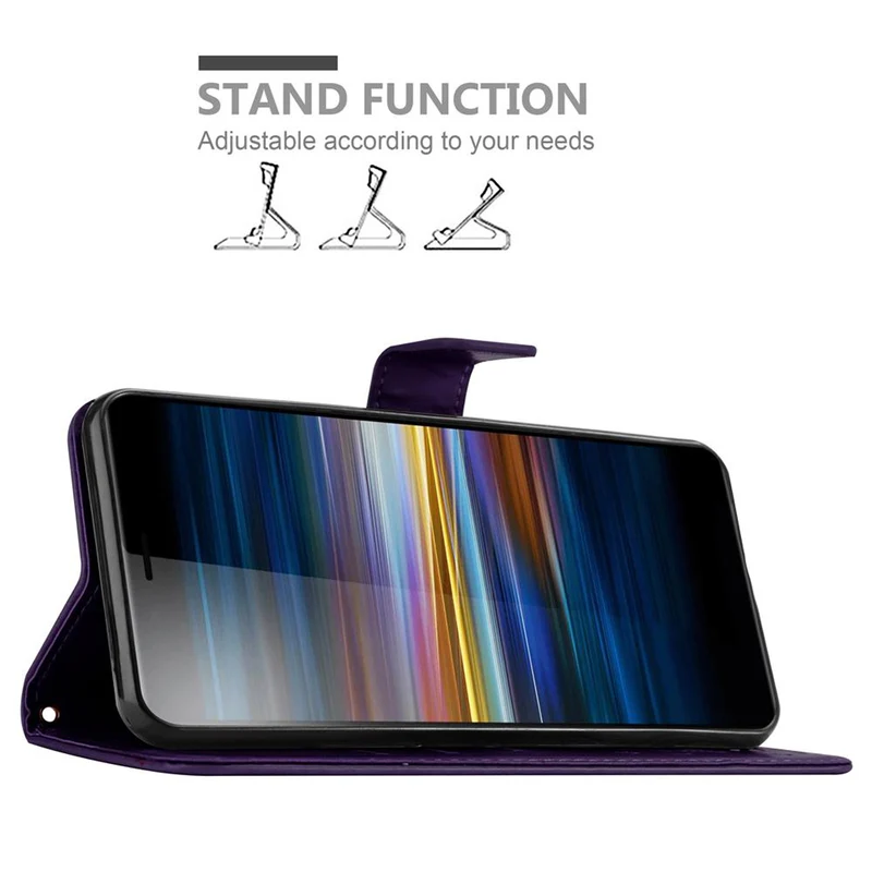 Cadorabo Hülle kompatibel mit Sony Xperia L3 Schutzhülle im Blumen Design mit Magnetverschluss, Standfunktion und Kartenfächern