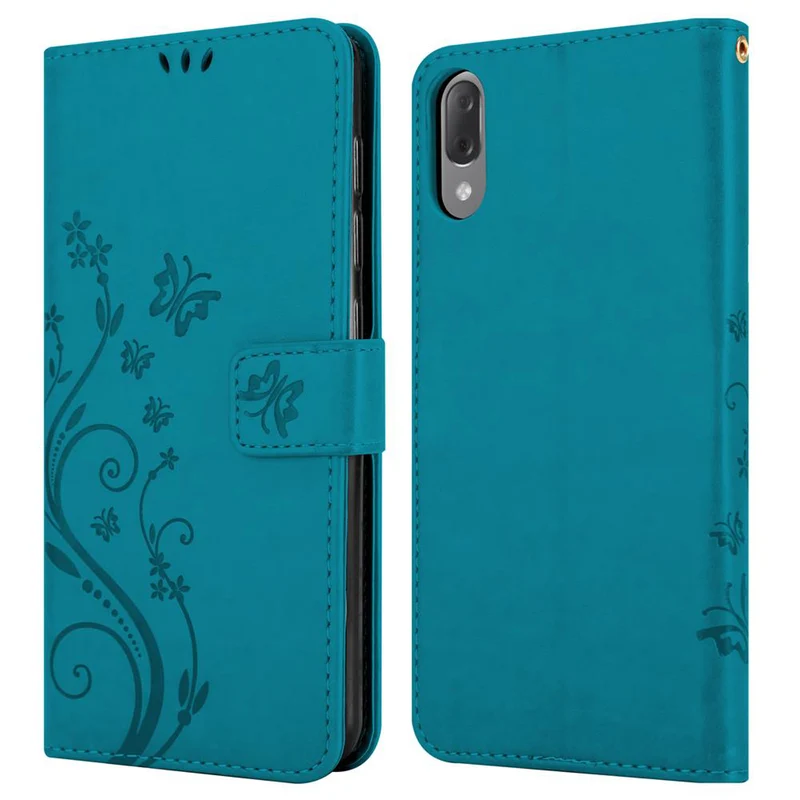 Cadorabo Hülle kompatibel mit Sony Xperia L3 Schutzhülle im Blumen Design mit Magnetverschluss, Standfunktion und Kartenfächern