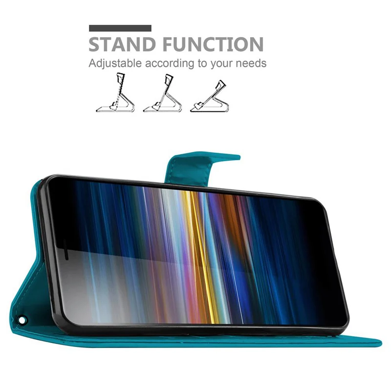 Cadorabo Hülle kompatibel mit Sony Xperia L3 Schutzhülle im Blumen Design mit Magnetverschluss, Standfunktion und Kartenfächern