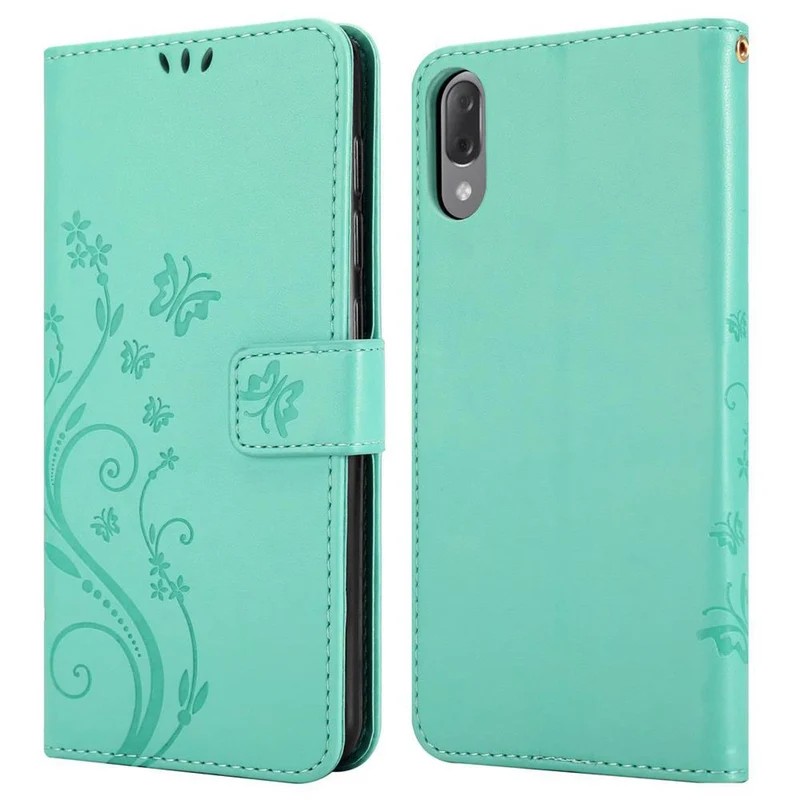 Cadorabo Hülle kompatibel mit Sony Xperia L3 Schutzhülle im Blumen Design mit Magnetverschluss, Standfunktion und Kartenfächern
