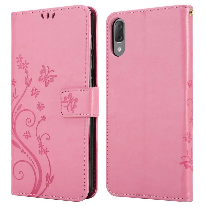 Cadorabo Hülle kompatibel mit Sony Xperia L3 Schutzhülle im Blumen Design mit Magnetverschluss, Standfunktion und Kartenfächern