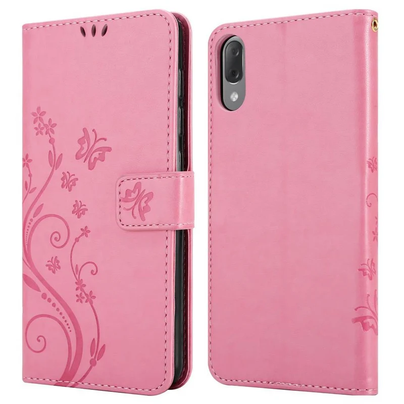 Cadorabo Hülle kompatibel mit Sony Xperia L3 Schutzhülle im Blumen Design mit Magnetverschluss, Standfunktion und Kartenfächern