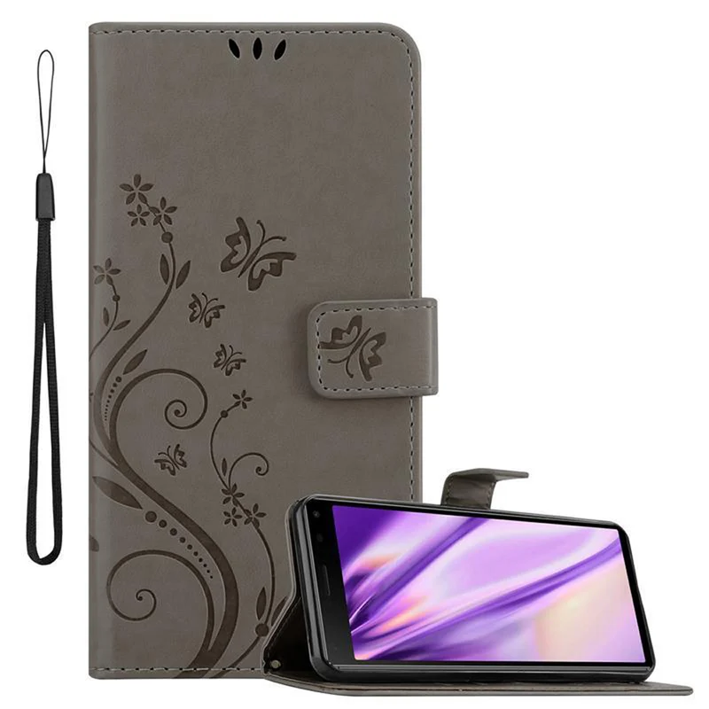 Cadorabo Hülle kompatibel mit Sony Xperia 8 Schutzhülle im Blumen Design mit Magnetverschluss, Standfunktion und Kartenfächern
