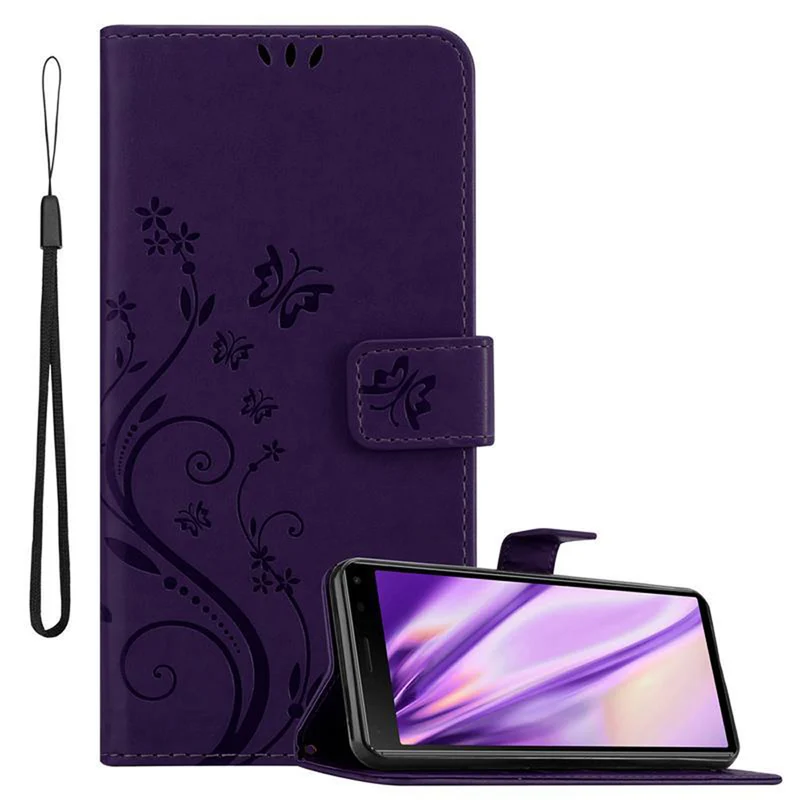 Cadorabo Hülle kompatibel mit Sony Xperia 8 Schutzhülle im Blumen Design mit Magnetverschluss, Standfunktion und Kartenfächern